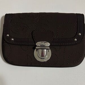 Vera Bradley Espresso  Quilted Flap ID pouch with Silver-Tone Lock